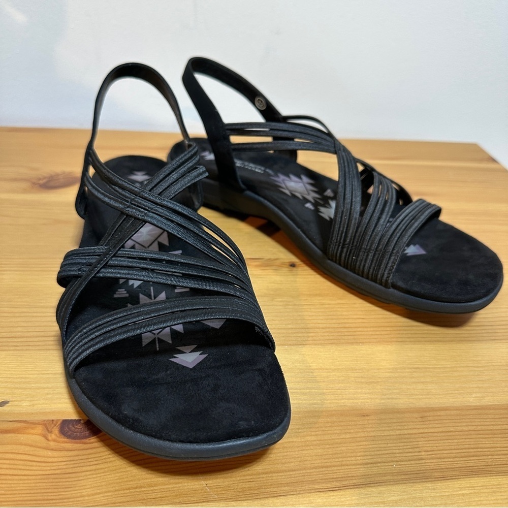Skechers Reggae Slim Stretch Strappy Sandal Black Size 12 NWT Comfort Walking
